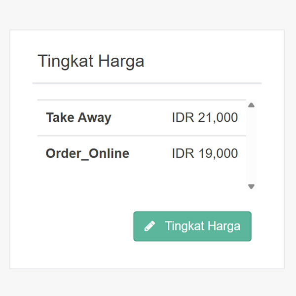 Tampilan layar Laris Pos untuk pengaturan harga bertingkat